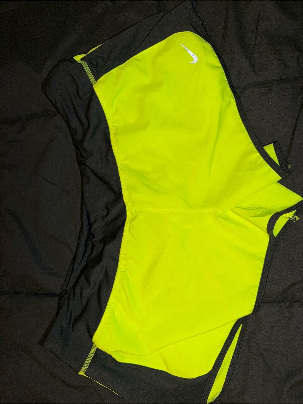 Nike Men’s Neon Lime and Black Swim Trunks